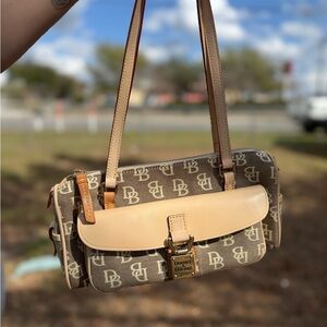 Dooney & Bourke Beige and Brown Shoulder Bag